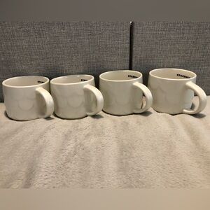 Starbucks Set of 4 White Pearl Mermaid Scale Shimmer Ceramic Mugs